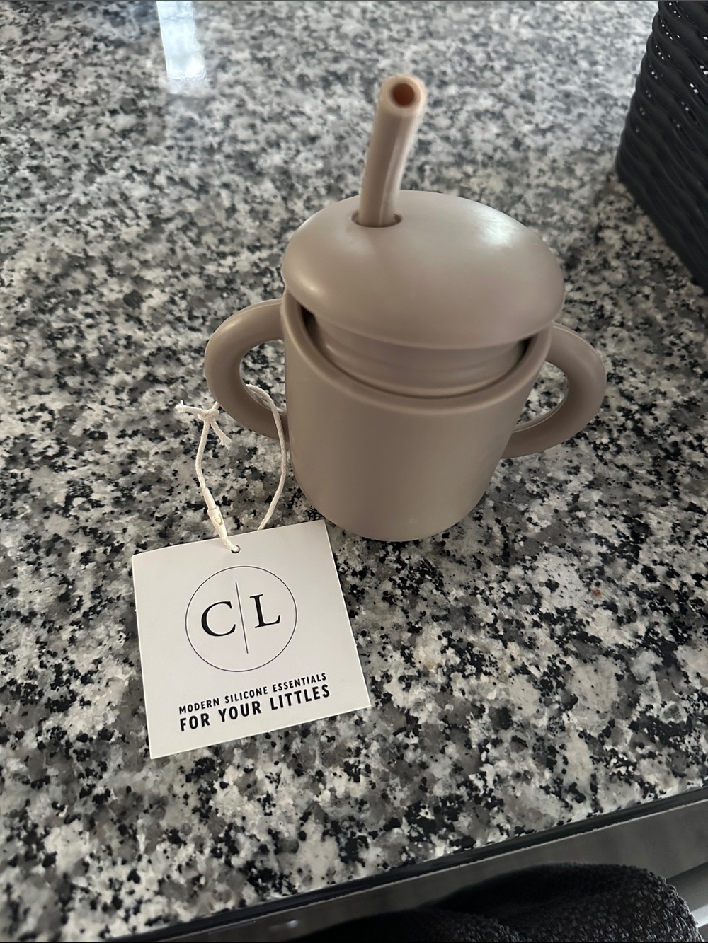 Caden Lane Silicone Two-Handle Sippy Cup in Taupe